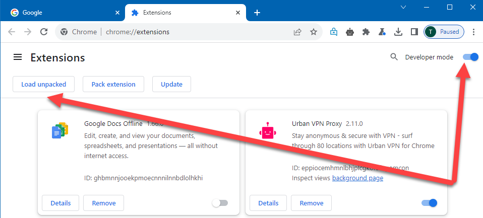 Enable Developer Mode